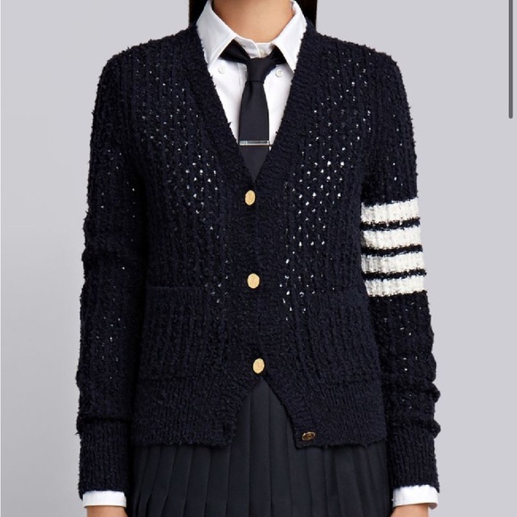 Thom Browne women’s vneck wool blend cardigan - Picture 9 of 10